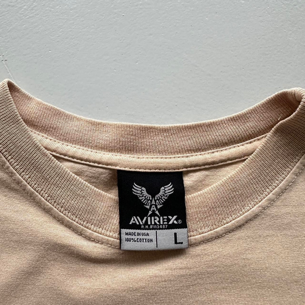 Cream Avirex 3D Logo Vintage 00s Y2K T-shirt - Large