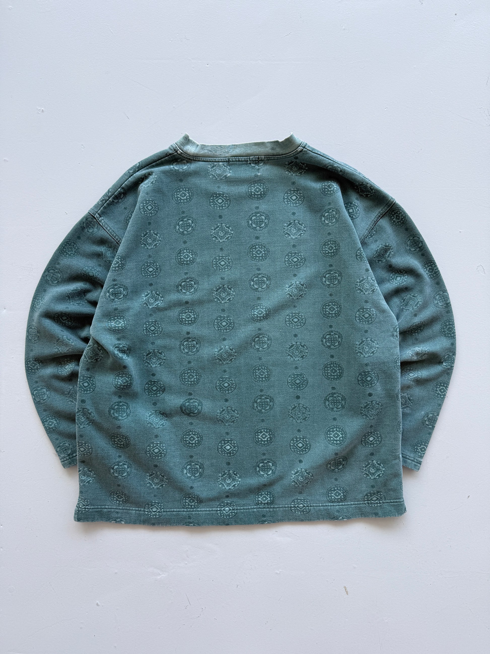 Dina Green Software Vintage Patterned  Surfwear 90's Sweatshirt - Large