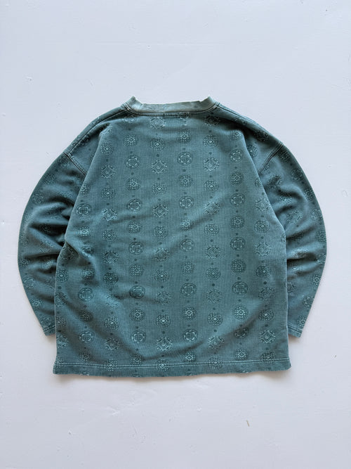 Dina Green Software Vintage Patterned  Surfwear 90's Sweatshirt - Large