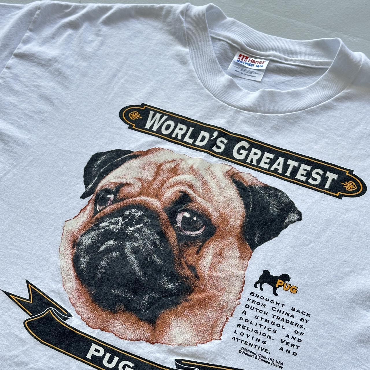 White Worlds Greatest Pug Vintage 90's T-shirt - XL