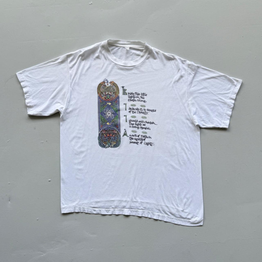 White Celtic Druid 80s Vintage T-shirt - XXL