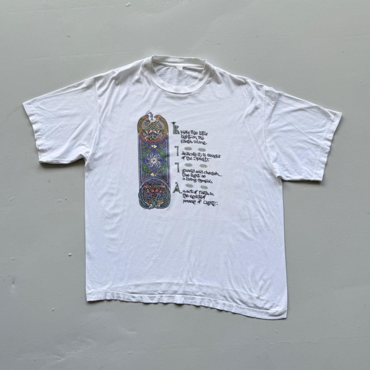 White Celtic Druid 80s Vintage T-shirt - XXL