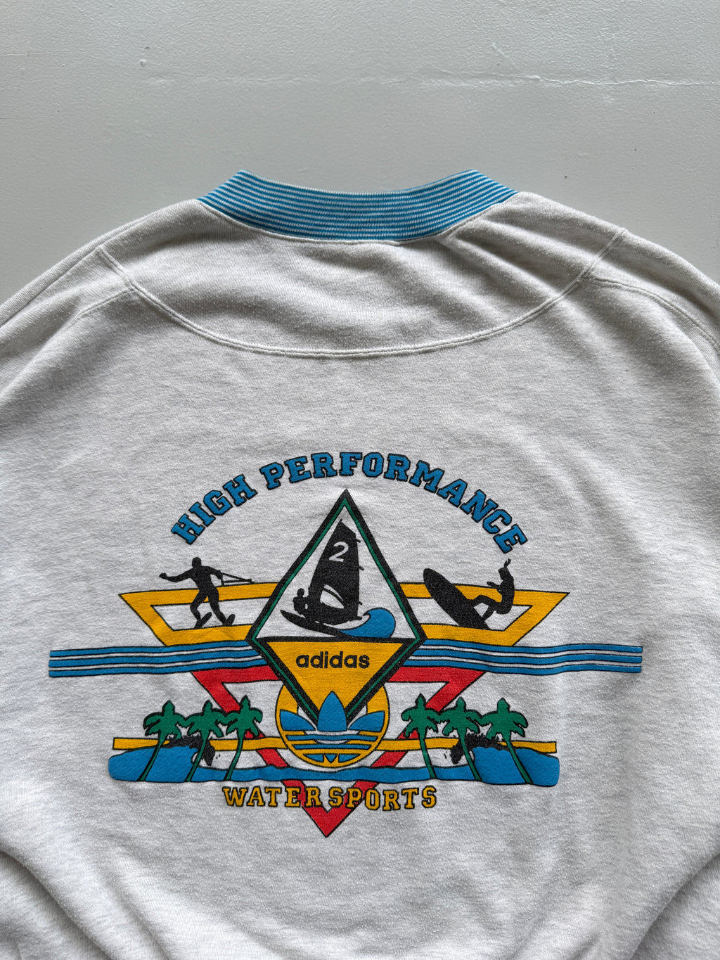 Grey Adidas 80's Vintage Graphic Water Sports Sweatshirt Jumper - Large