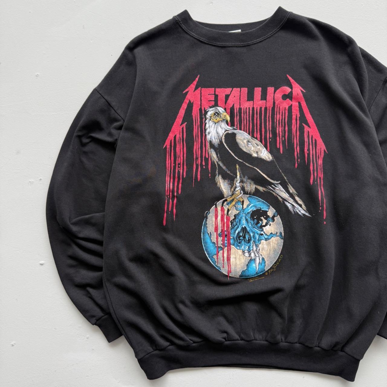 Black Metallica Pushead Europe 1993 Nowhere Else to Roam Tour Vintage Sweatershirt - XL