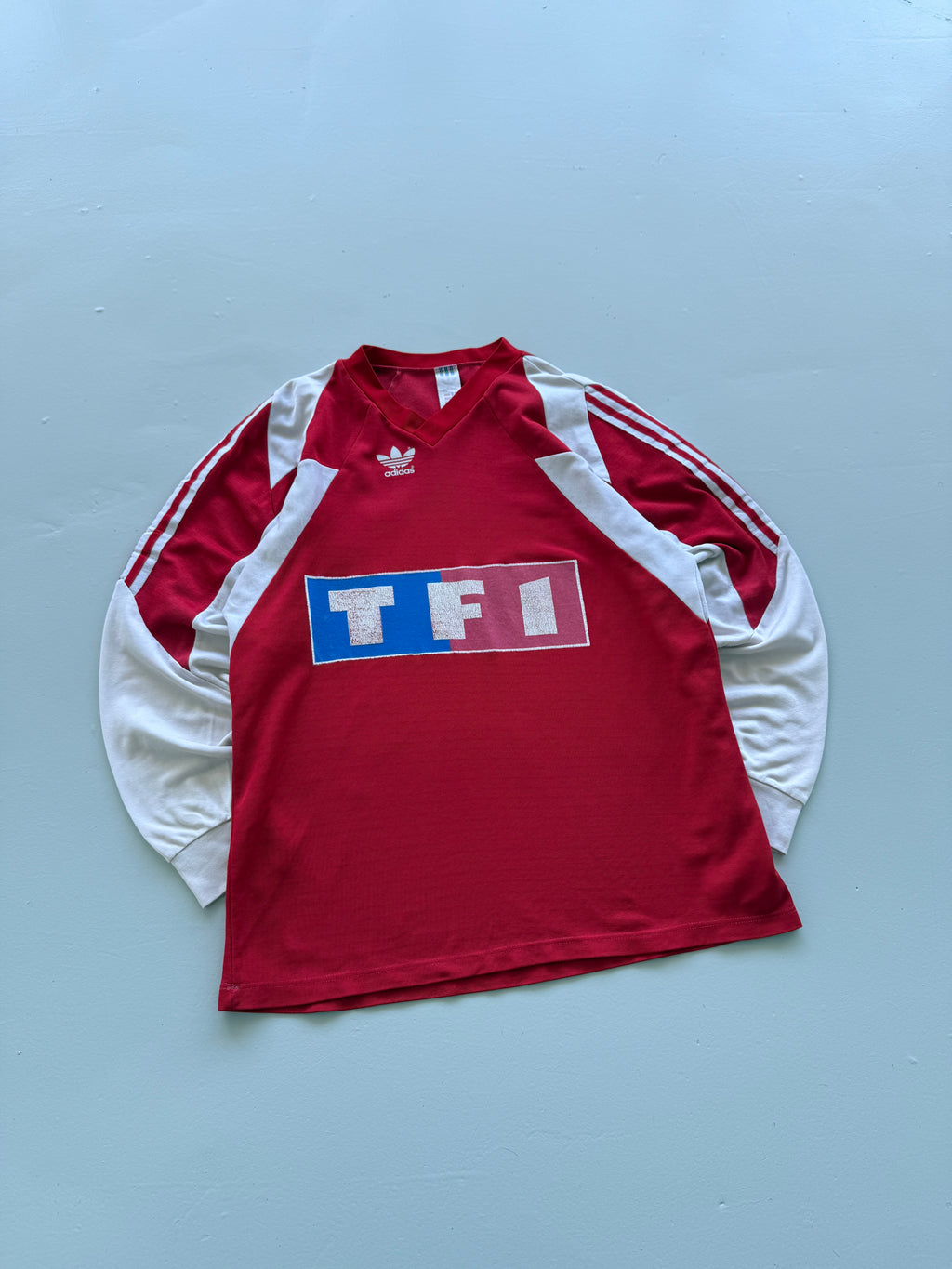 Red Adidas 1990s Coupe de France Football Shirt -  Large