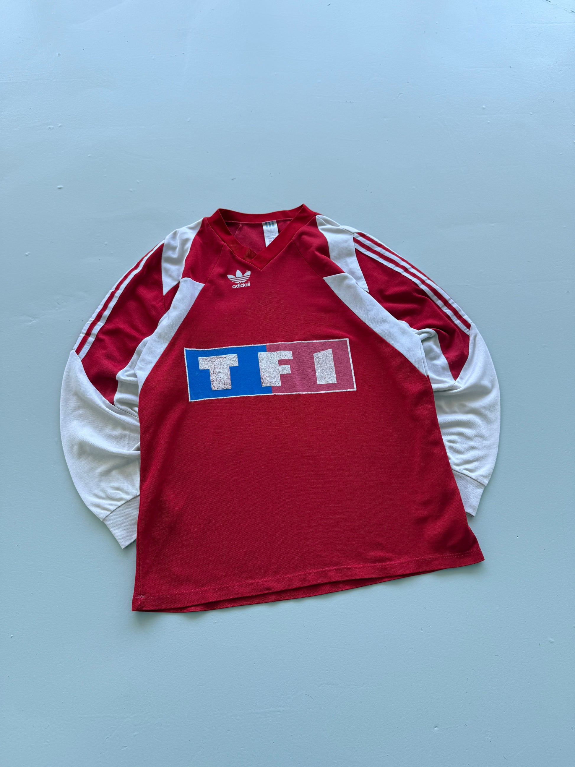 Red Adidas 1990s Coupe de France Football Shirt -  Large