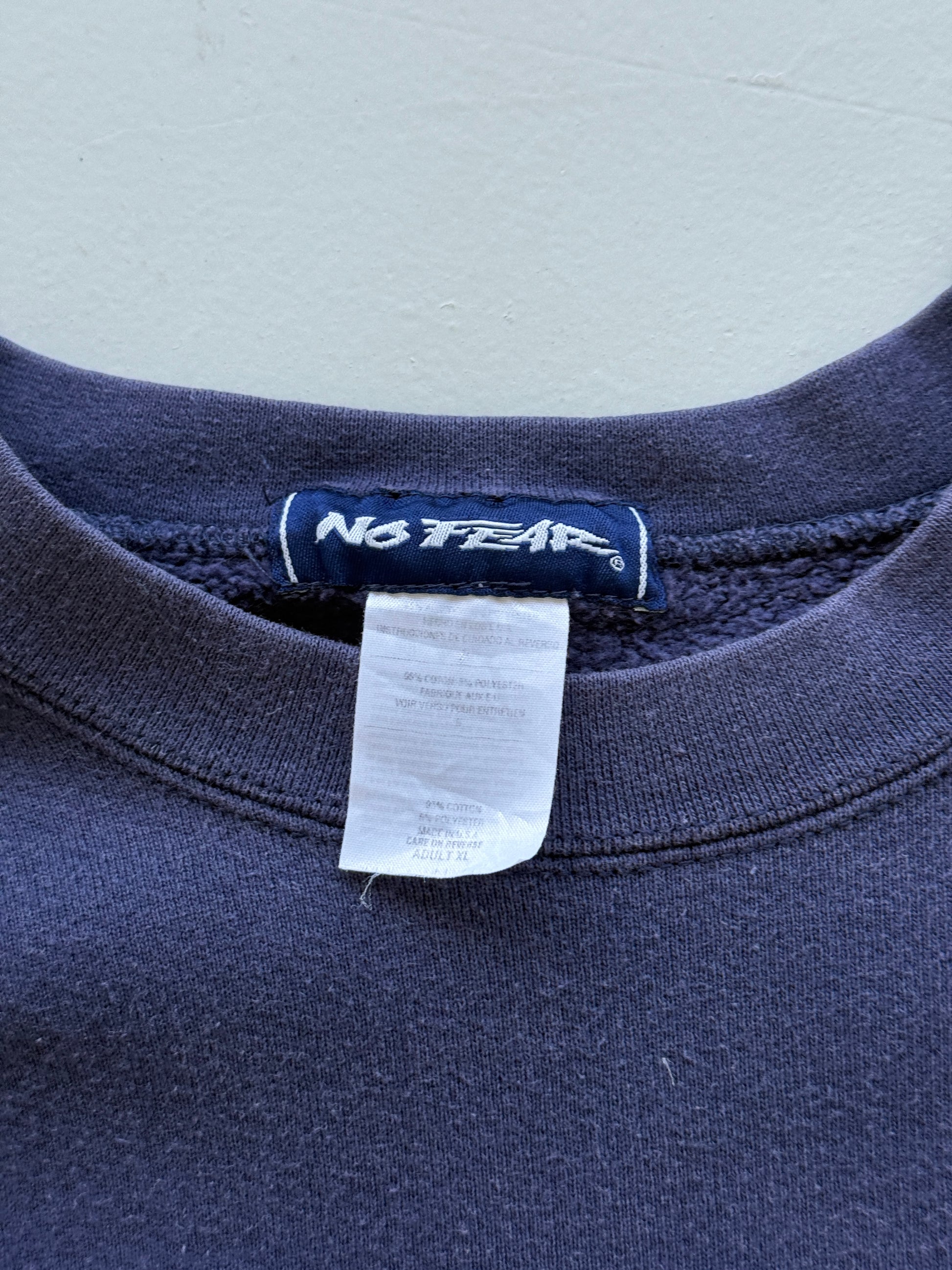 No Fear Embroidered Logo 90's Vintage Sweatshirt - Large