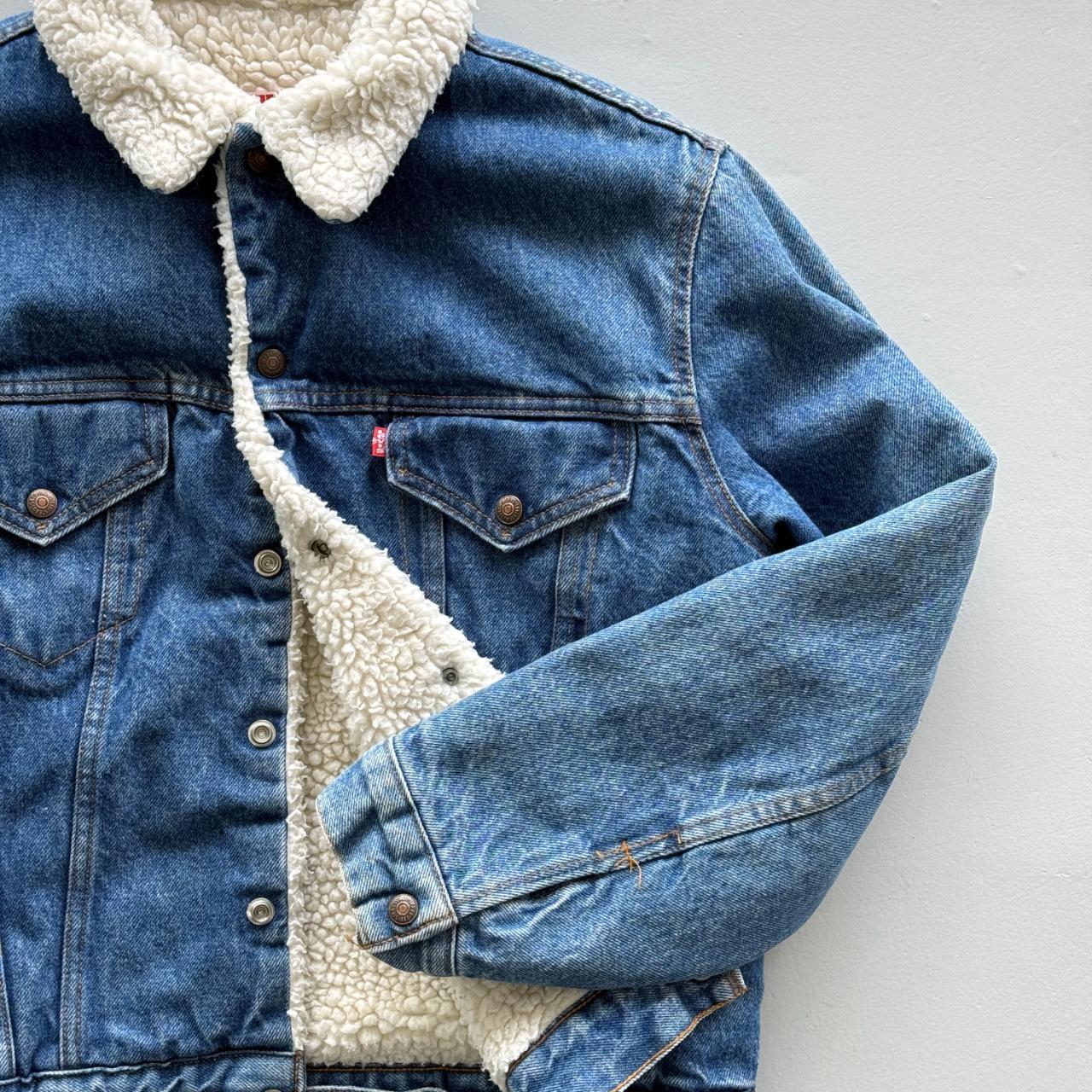 Vintage Levi's Denim Sherpa 80's Lined Jacket - Large