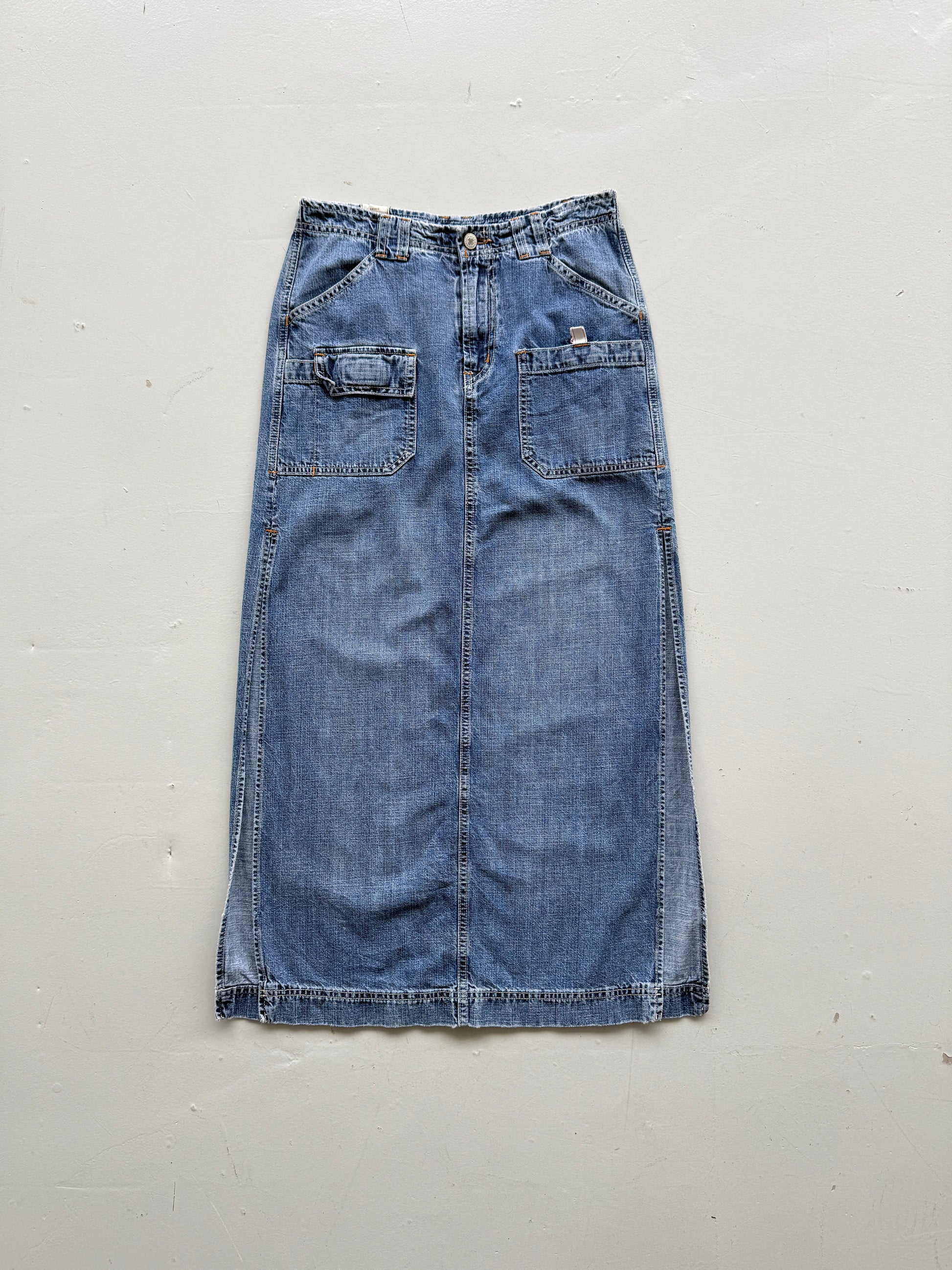 Blue Lucky Brand 00's Vintage Y2K Denim Maxi Skirt - Size 6-8