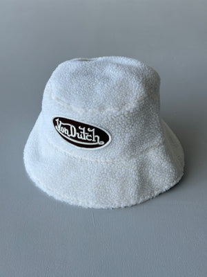 White Von Dutch Y2K Vintage Sherpa Bucket Hat