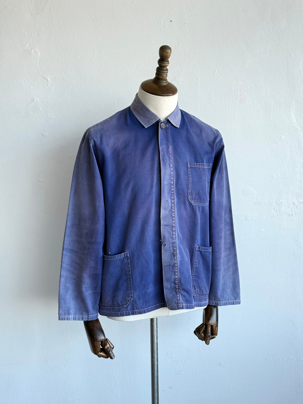Faded Blue French 1970s Vintage Workwear Chore Jacket CH454 - Small