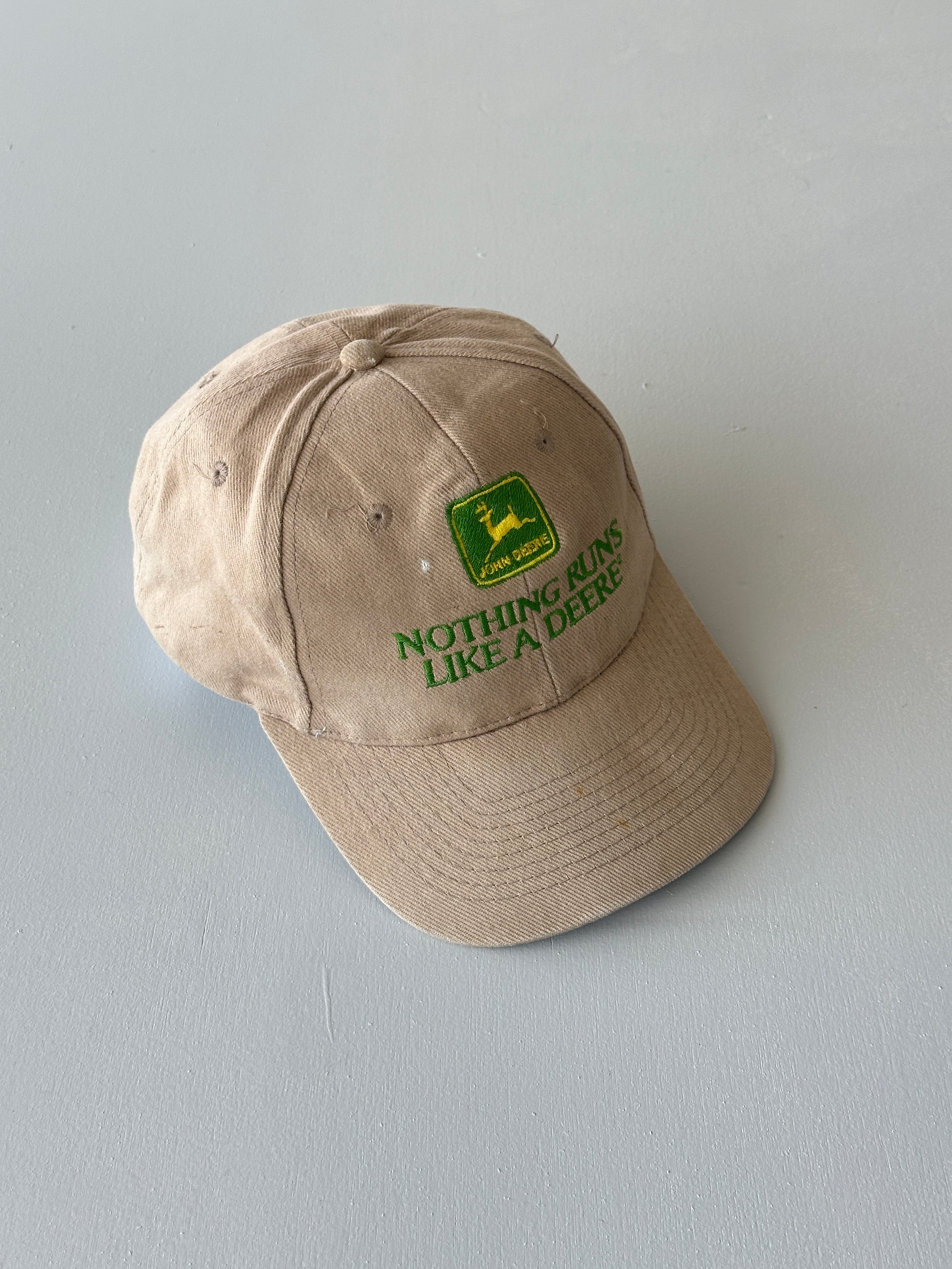 Stone John Deere Nothing Runs Like A Deere 90's Vintage SnapBack Trucker Cap