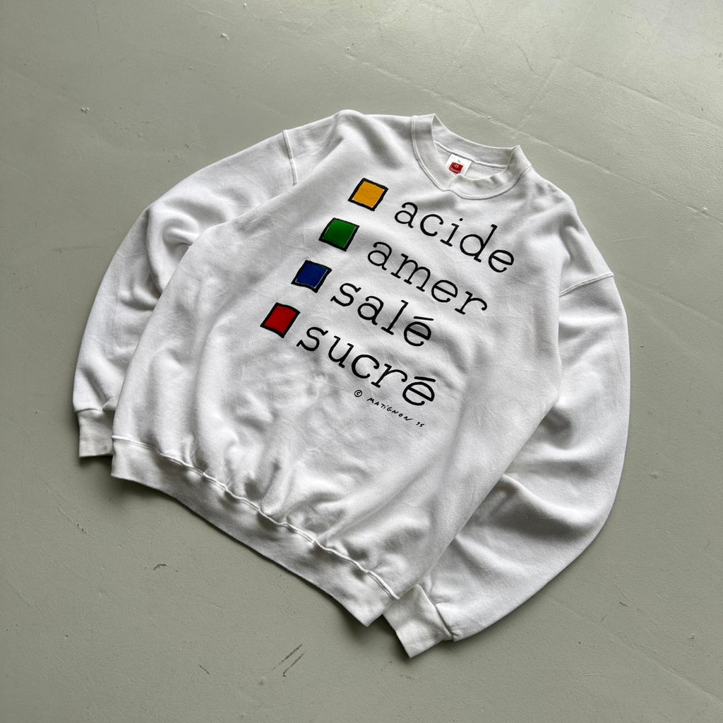 White French Sour Bitter Salty Sweet Cooking 90’s Vintage Graphic Sweatshirt - XL