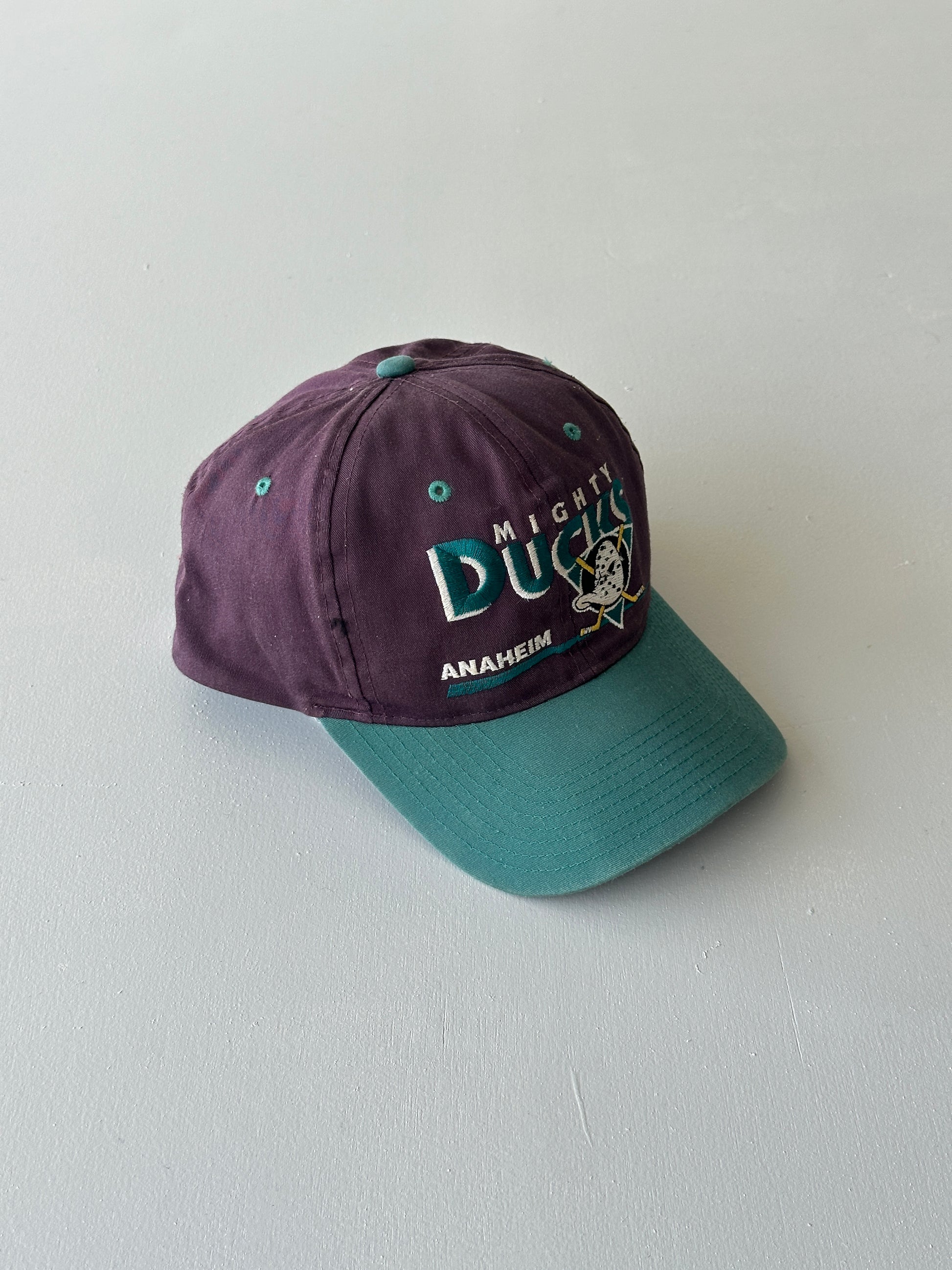 Purple / Teal Anaheim Mighty Ducks NHL 90's Vintage SnapBack Trucker Cap