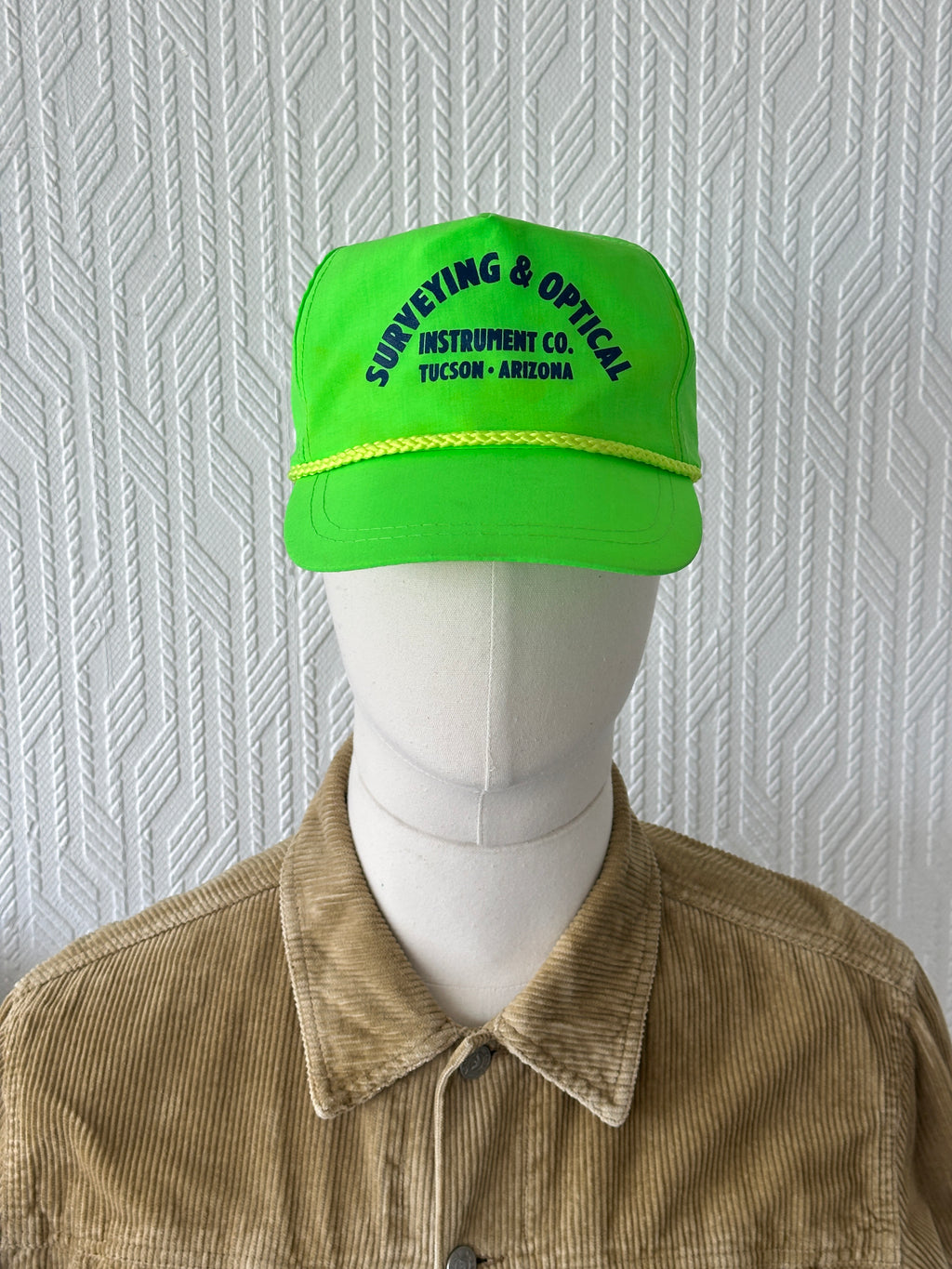 Neon Green Surveying & Optical 90's Vintage SnapBack Trucker Cap