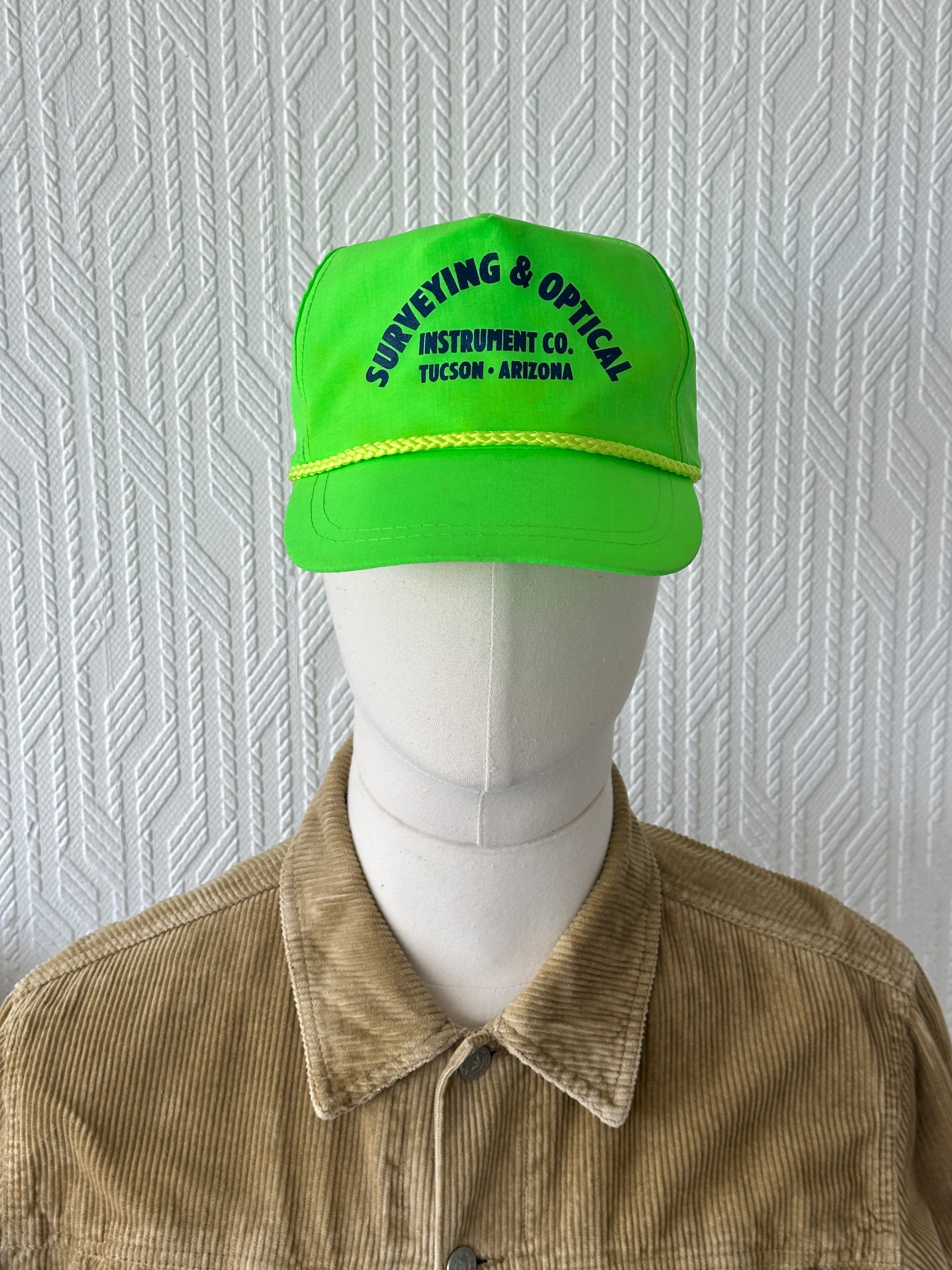 Neon Green Surveying & Optical 90's Vintage SnapBack Trucker Cap