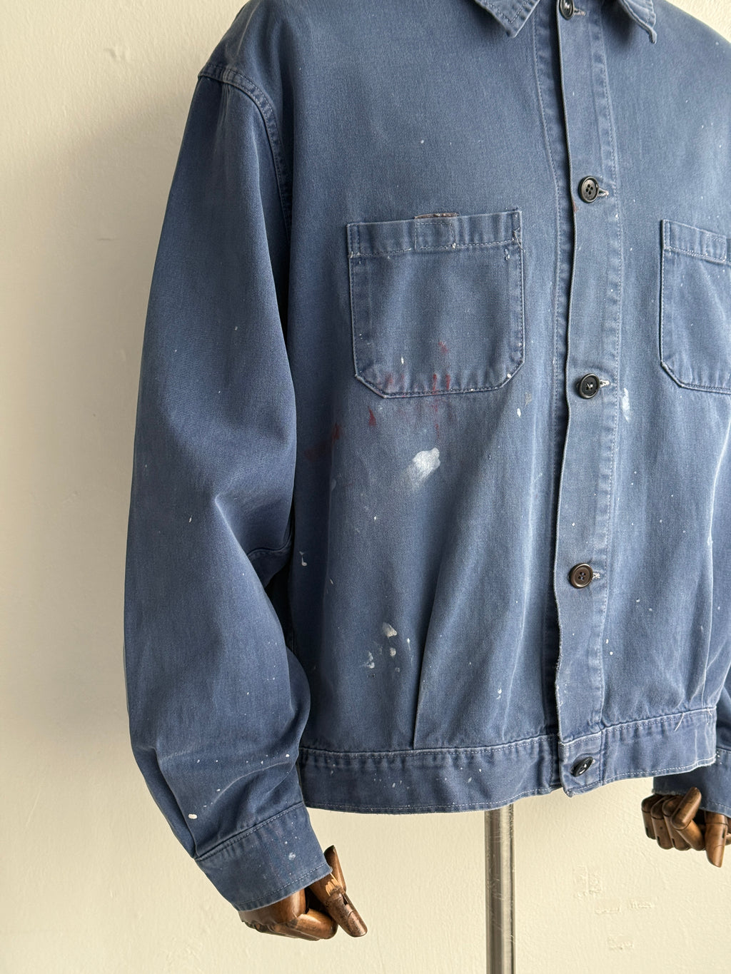 Blue French 1970's Vintage Workwear Chore Jacket CH547 - Large