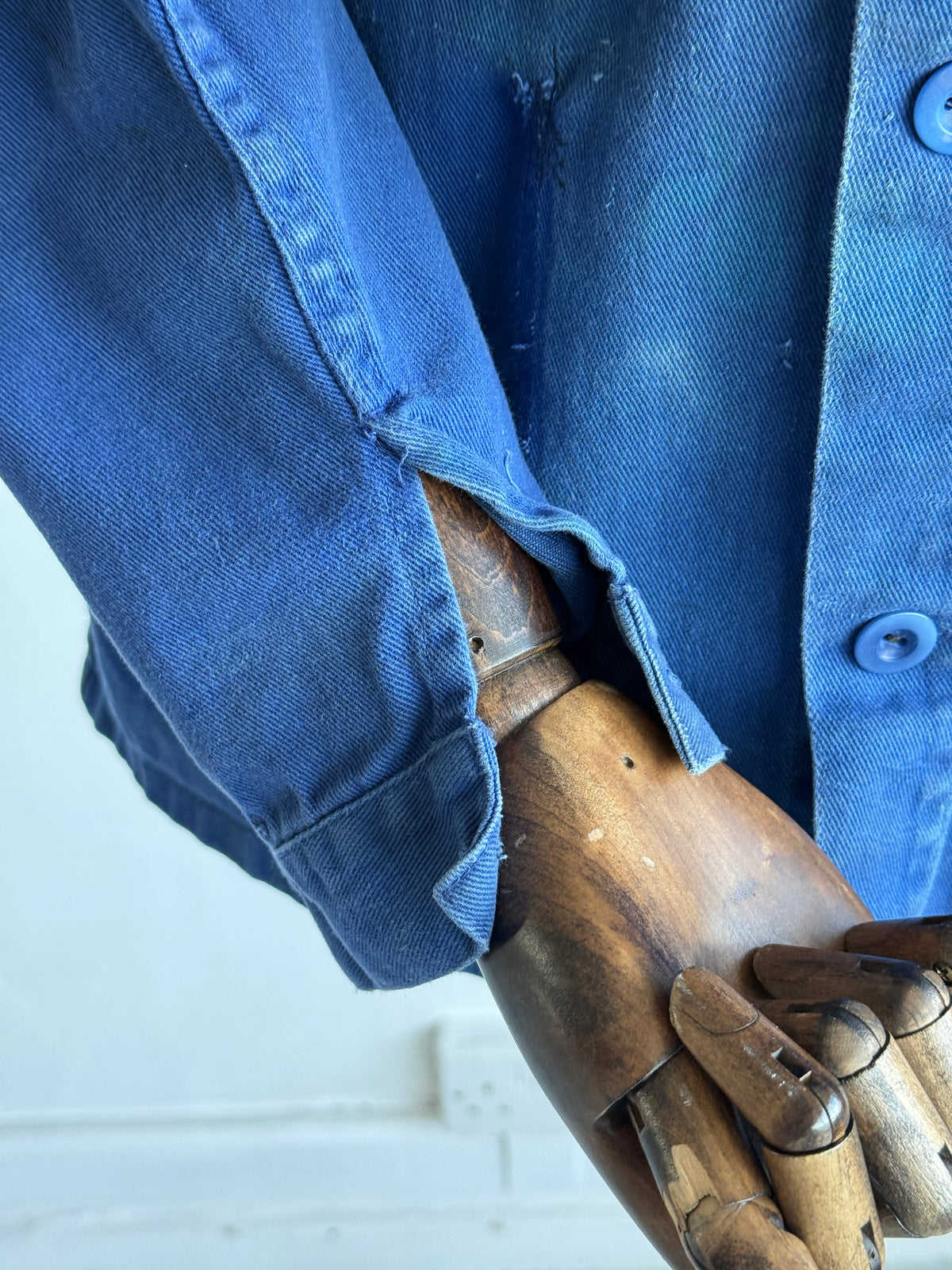Thrashed Blue French 70's/80's Vintage Workwear Chore Jacket CH503 - Medium