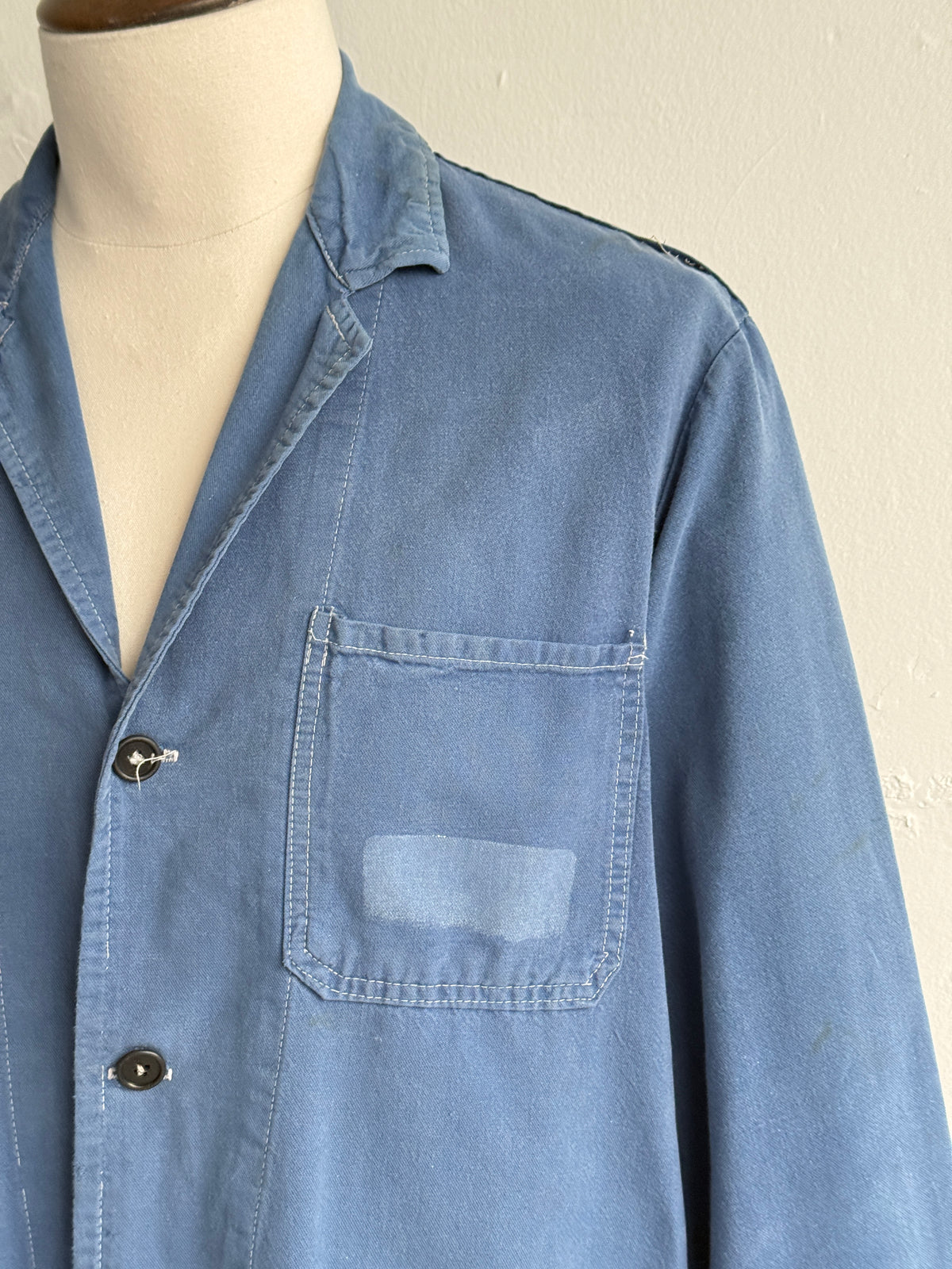 Blue French 1960s Vintage Workwear Chore Jacket CH548 - Small