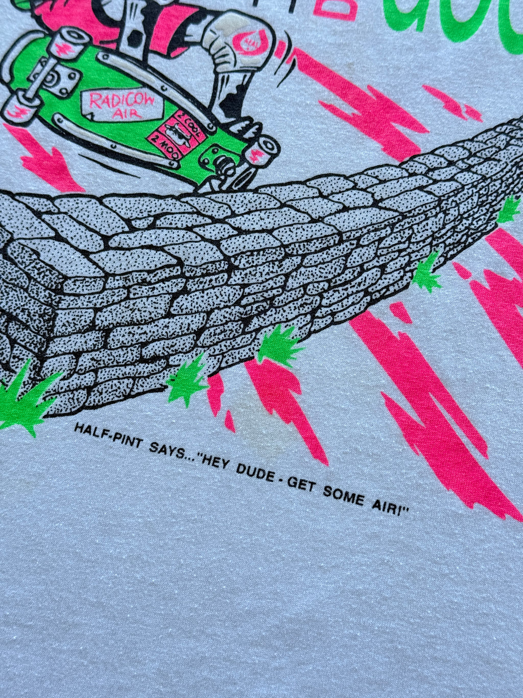 White Half-Pint Milk Skate 90's Vintage Single Stitch Graphic T-Shirt - Large