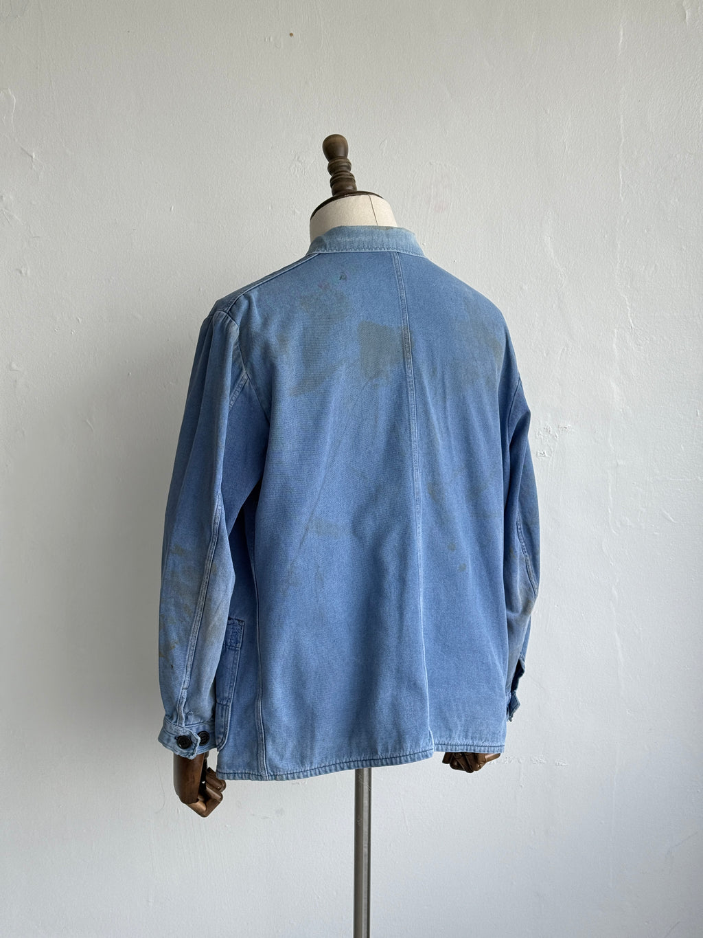 Thrashed Blue French Vintage Workwear Chore Jacket CH372 - Large