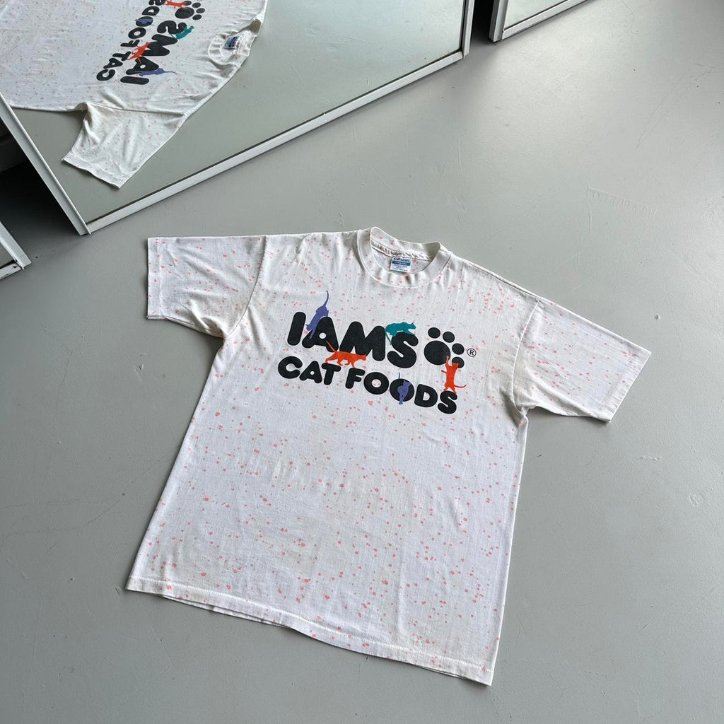 White IAMs Catfoood AOP Vintage T-shirt - XL