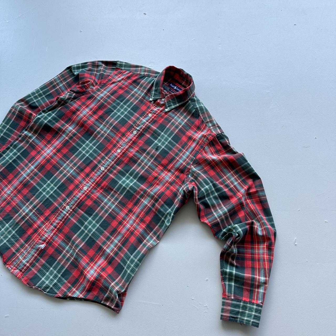 Ralph Lauren Polo Checkered Red/Green 90s Vintage Shirt - XL