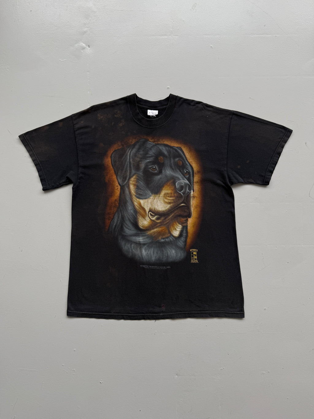 Black Rottweiler Dog Late 90's Vintage Graphic T-Shirt
