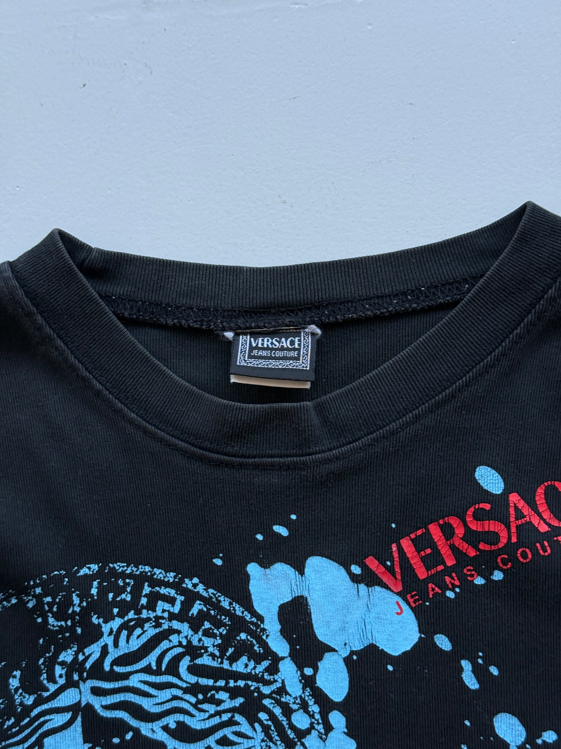 Black Versace 00's Vintage Womens Long Sleeve T-Shirt - UK 10