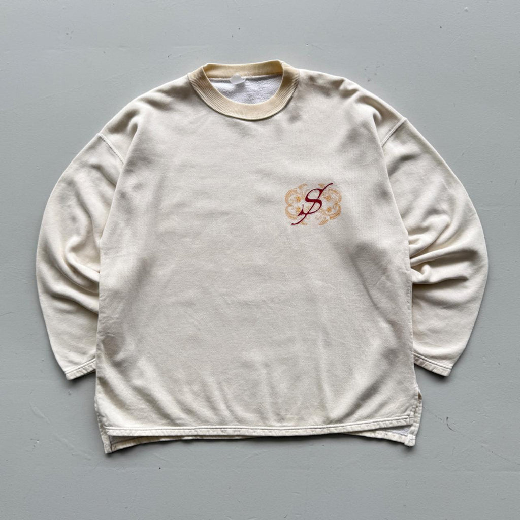 White Cream 90s Vintage Snowboard Graphic Sweatshirt - Medium