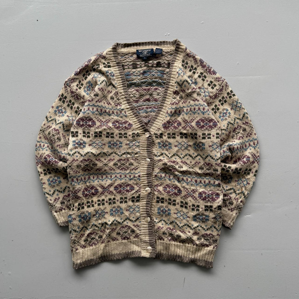 Cream Knitted 90s Vintage Cardigan Jumper - XL