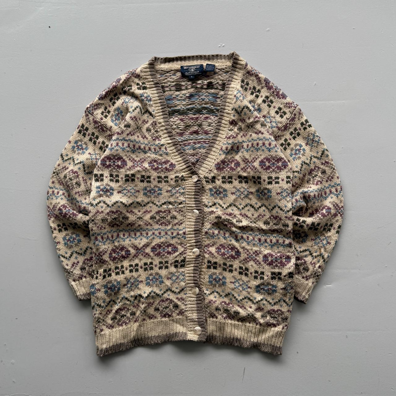 Cream Knitted 90s Vintage Cardigan Jumper - XL
