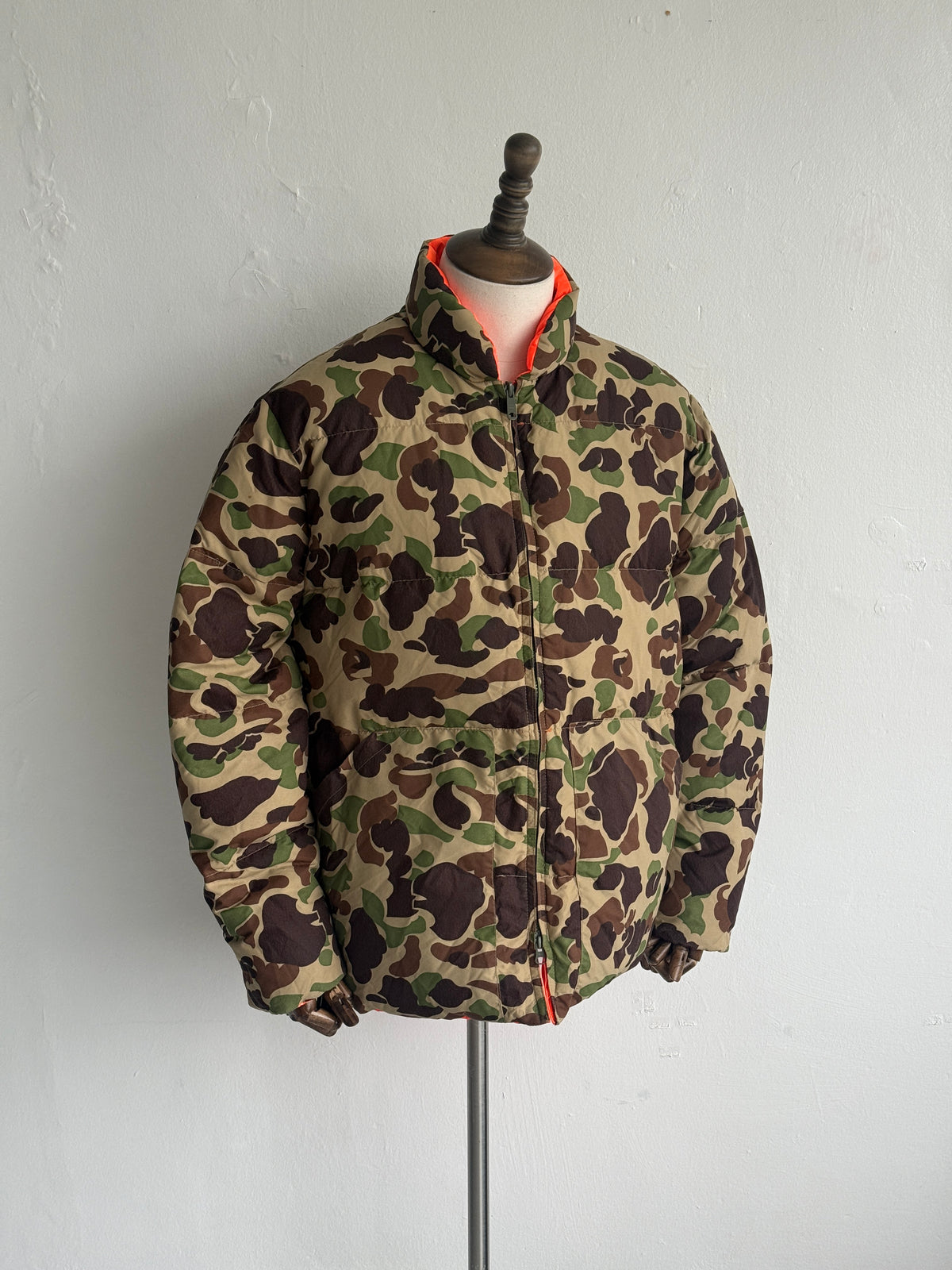 Cabela's Camo & Blaze Orange Reversible 80's Vintage Hunting Puffer Jacket - XL