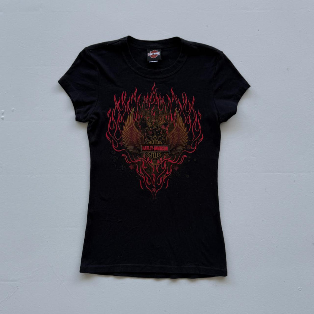 Black Harley Davidson 00's Y2K Graphic T-Shirt - Womens Large