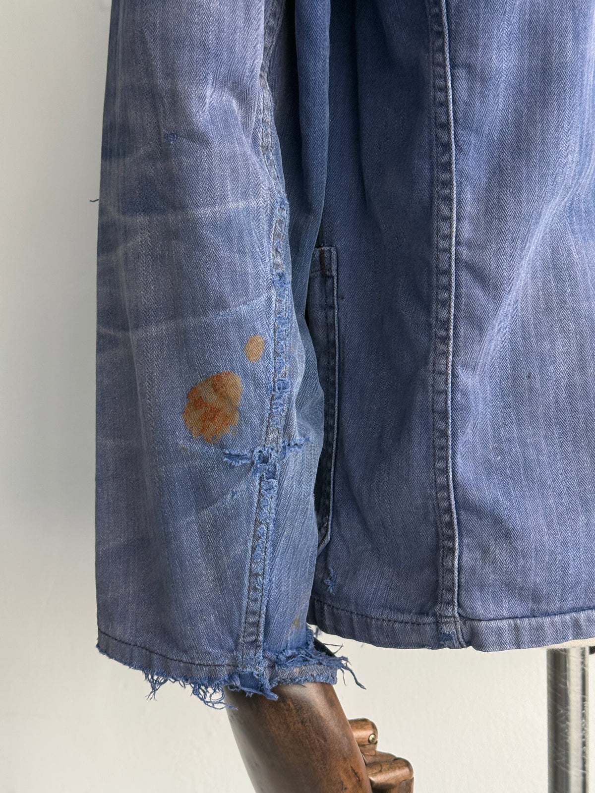 Thrashed Blue French 1950/60's Vintage Workwear Chore Jacket CH544 - XS