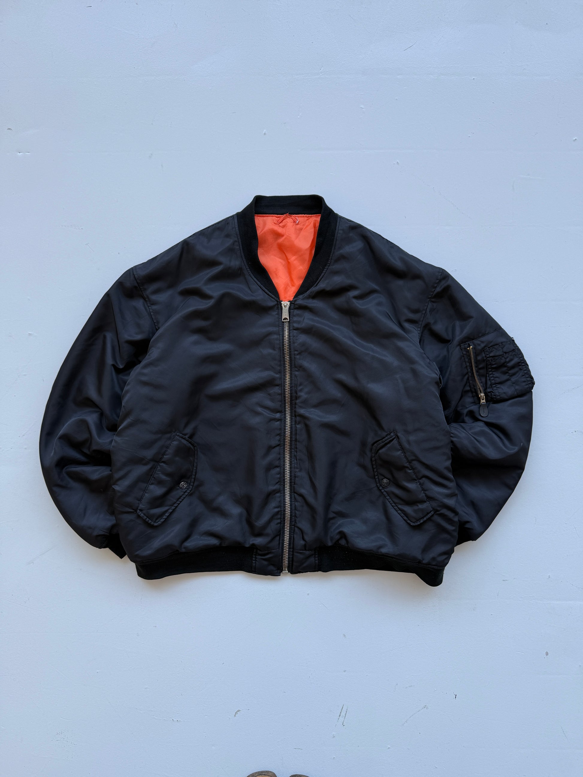 Black Reversible 90's Vintage Bomber Jacket - XXL