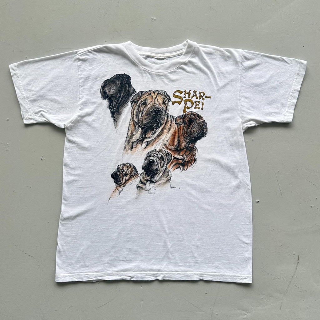 White Shar-pei Dogs Vintage 90's T-shirt - Large
