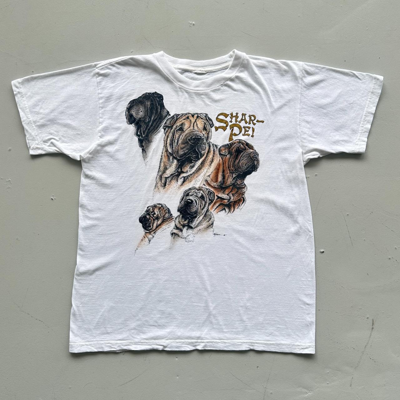 White Shar-pei Dogs Vintage 90's T-shirt - Large