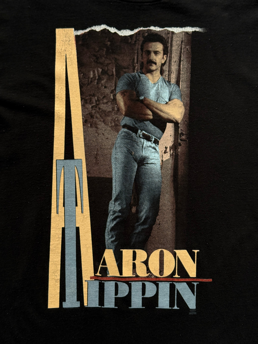 Black Aaron Tippin 90's Vintage Single Stitch Graphic T-Shirt - XL