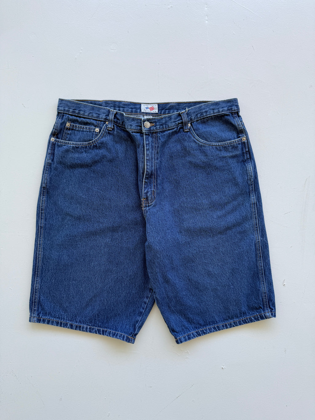 Mid Blue Perry Ellis 00's Vintage Baggy Hip Hop Denim Shorts - W40 x L11.5
