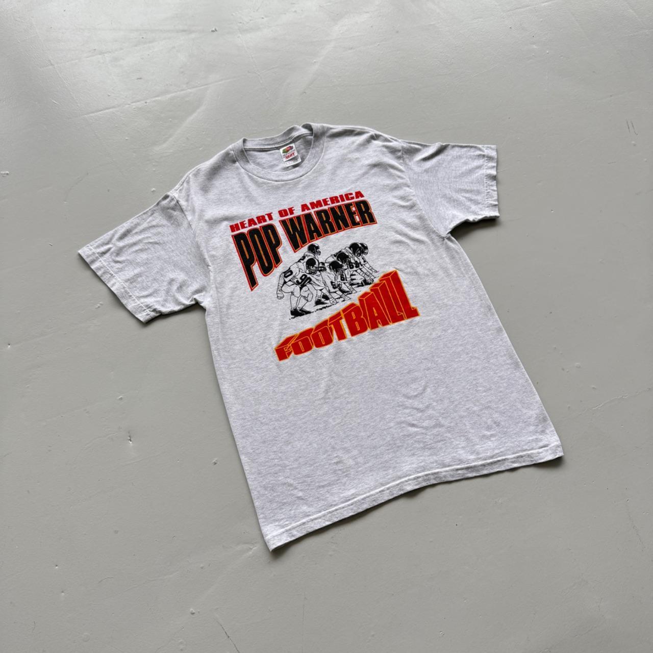 Grey Pop Warner 90s Vintage Graphic T-Shirt - Large