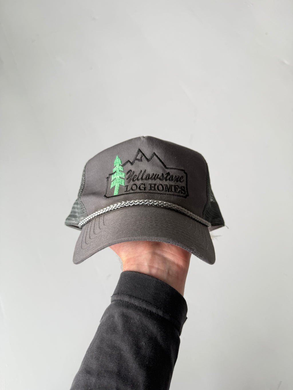 Grey Yellowstone Log Homes Vintage Canvas and Mesh SnapBack Trucker Cap
