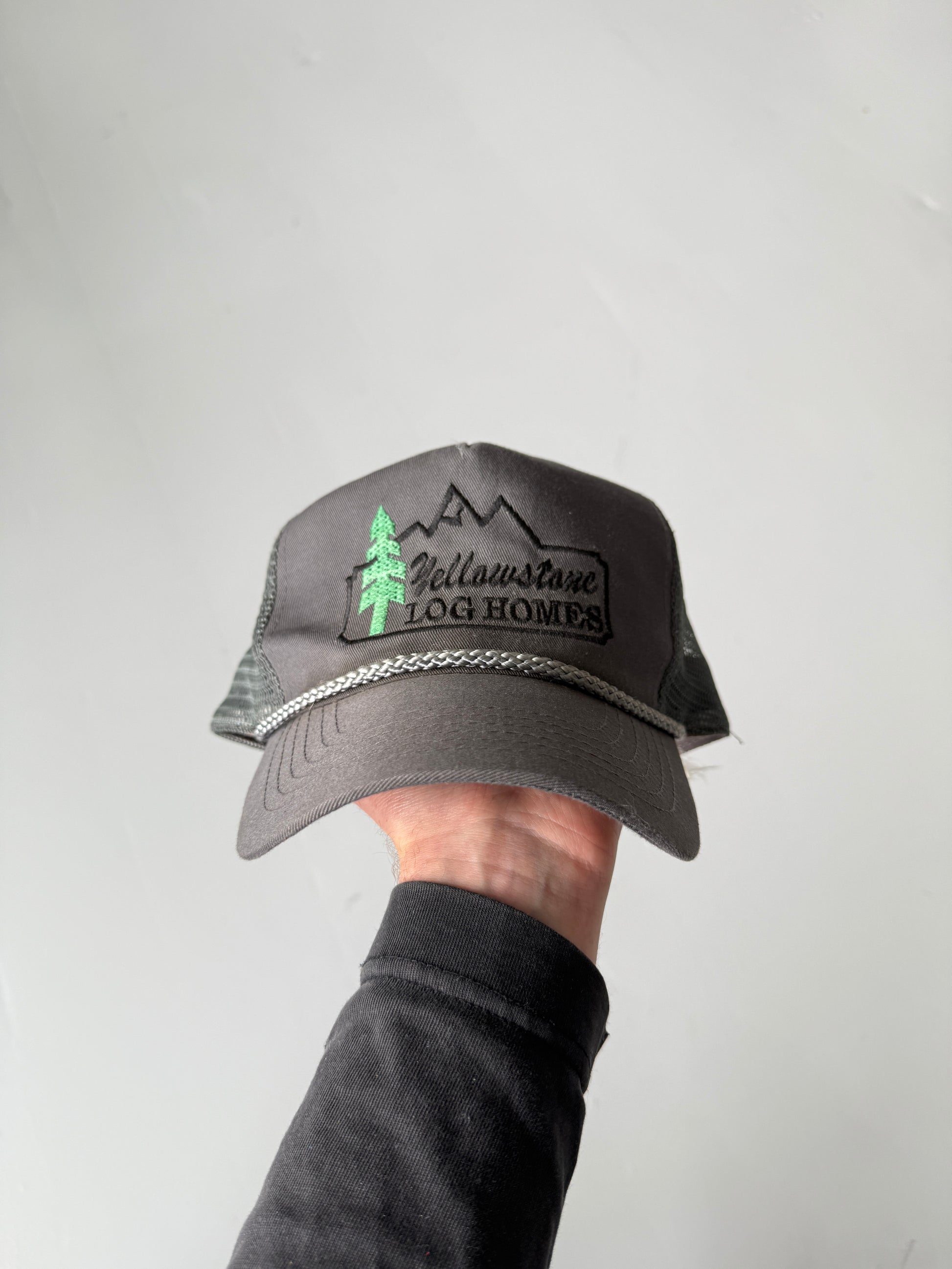 Grey Yellowstone Log Homes Vintage Canvas and Mesh SnapBack Trucker Cap