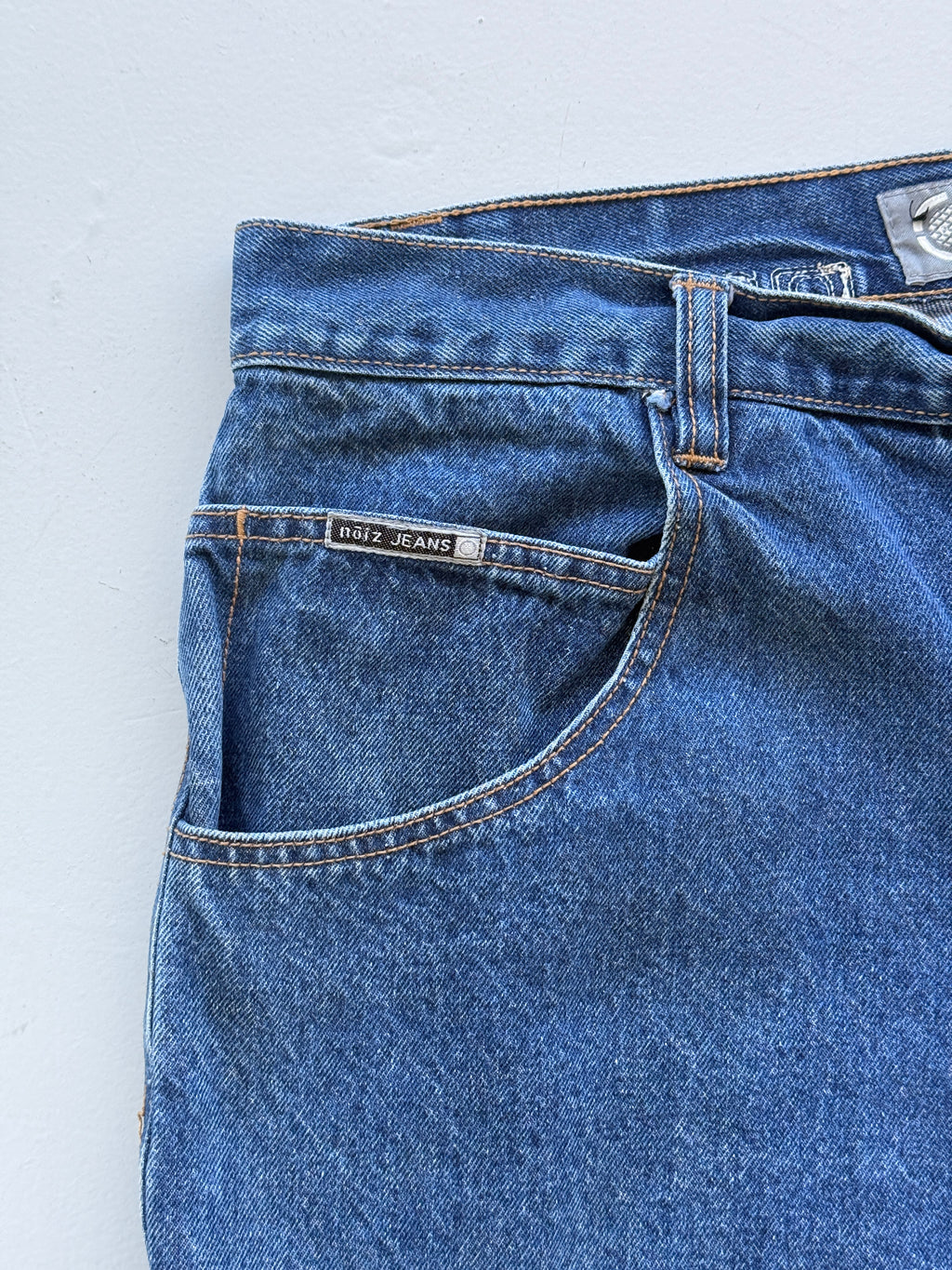 Mid Blue Noiz 00's Vintage Y2K Baggy Hip Hop Cargo Denim Shorts - W38 x L11
