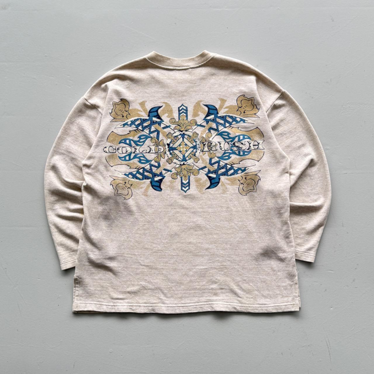 Cream Gold Rush 90’s Vintage Skate Style Sweatshirt - Medium