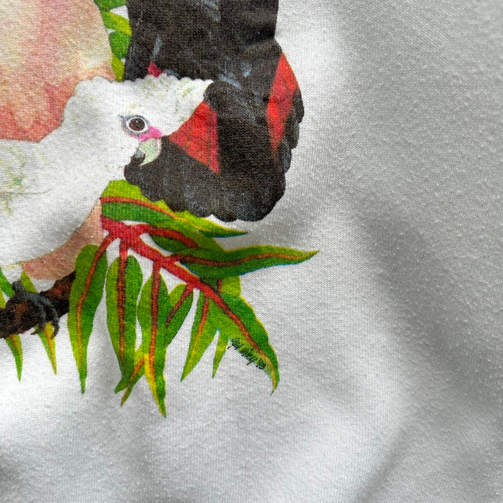 White Save the Parrots 90’s Vintage Graphic Sweatshirt - XL