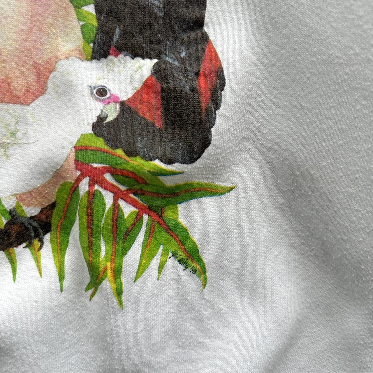 White Save the Parrots 90’s Vintage Graphic Sweatshirt - XL