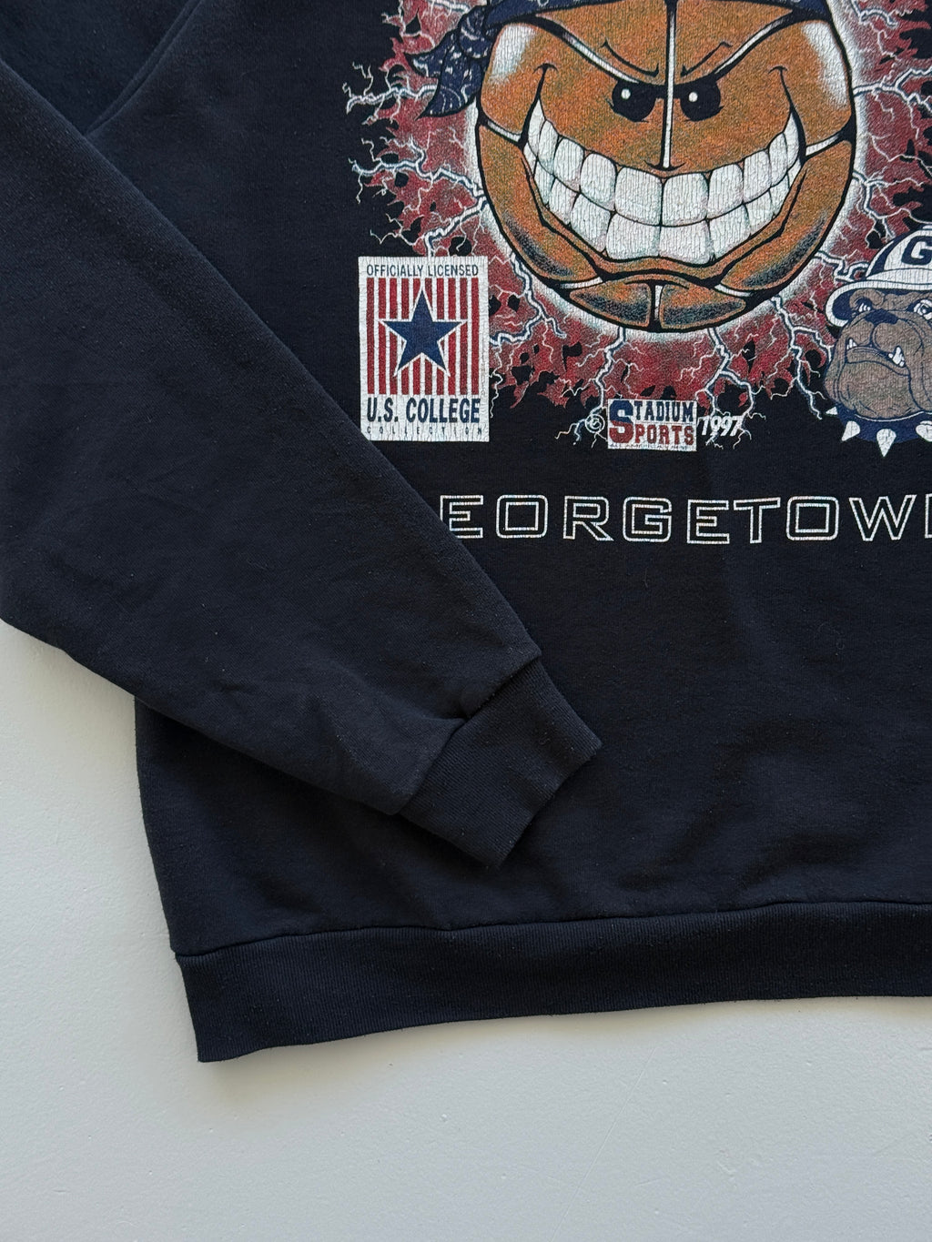 Black Rare Georgetown Hoyas 90's Vintage Collage Basketball Sweatshirt - Large