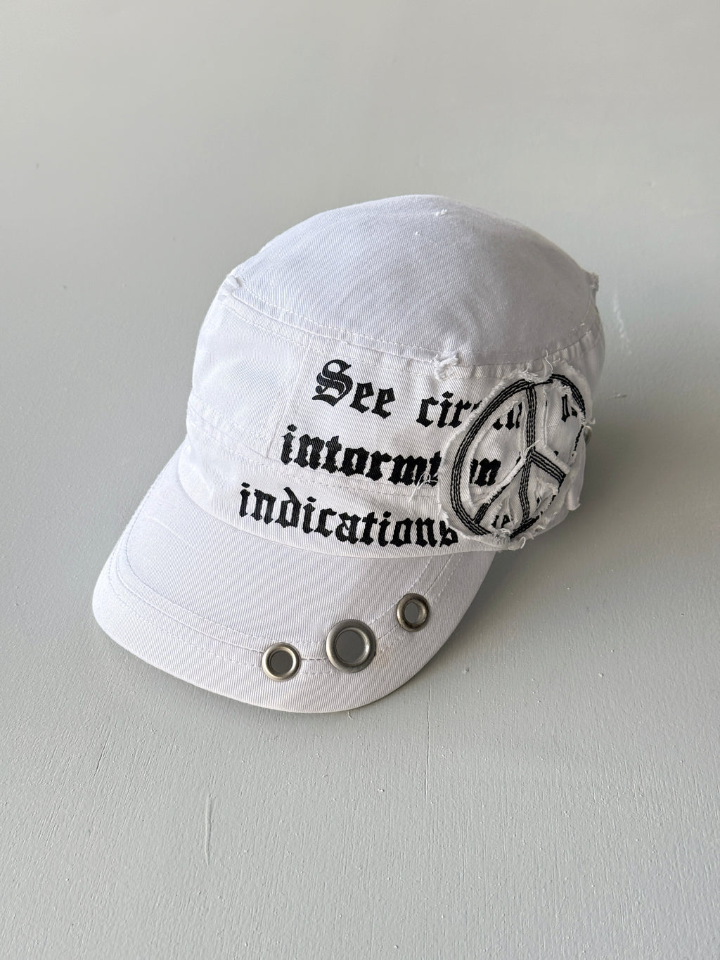 White Gothic Y2K Cadet Cap Military Style 00's Grunge Aesthetic