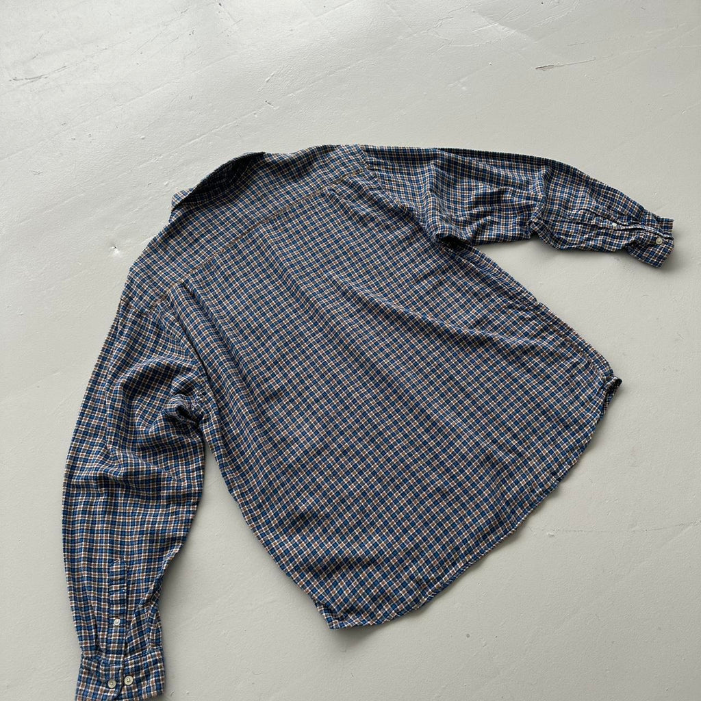 Blue Brown Checkered Basic Editions 90s Vintage Long sleeve - XL